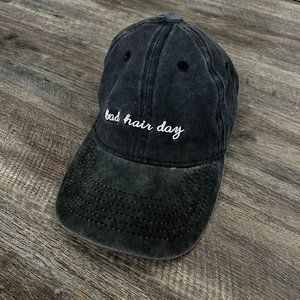 Black Distressed Bad Hair Day Adjustable Baseball Cap Hat